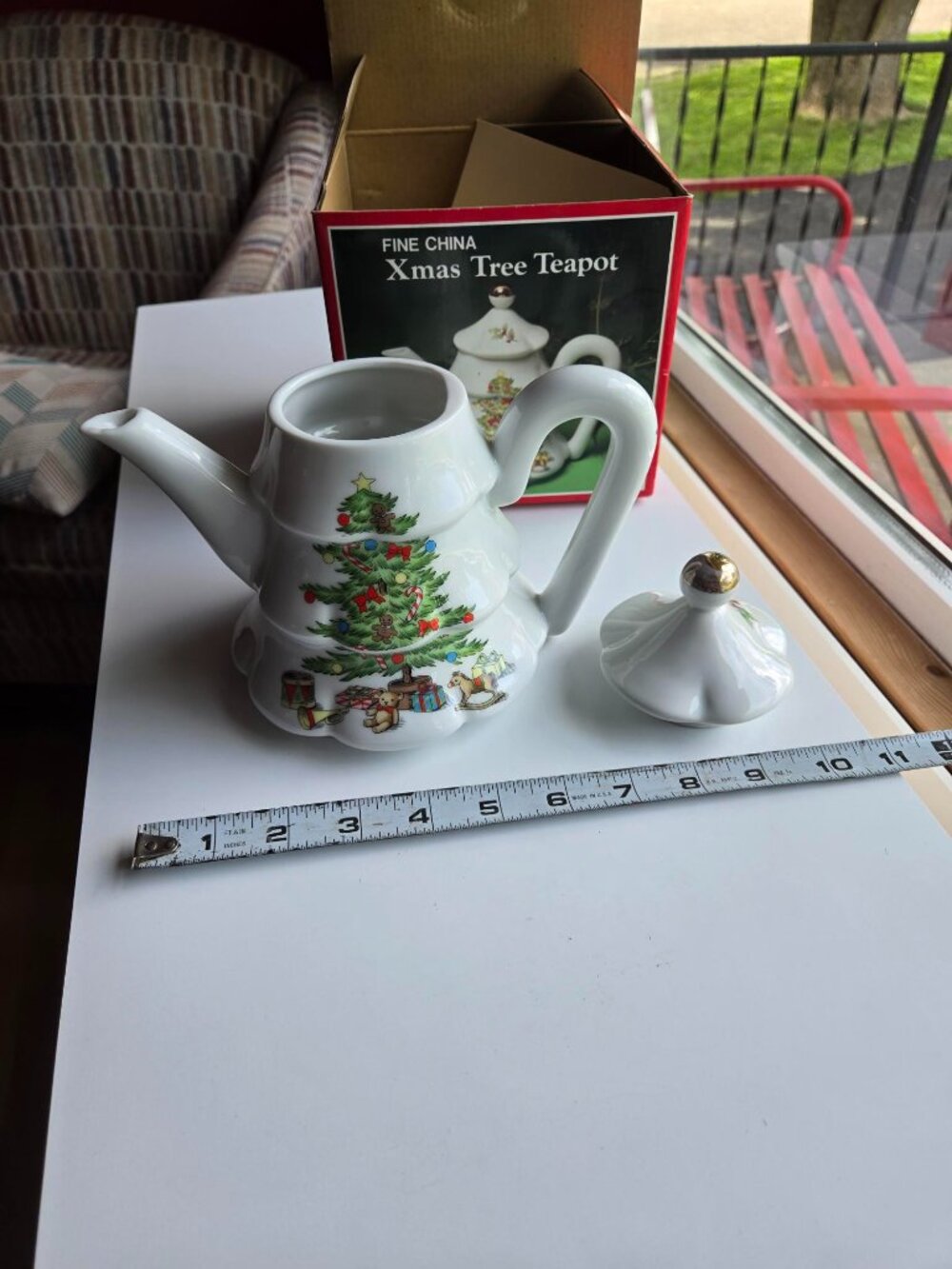 Holiday Hostess Christmas Tree Teapot w Lid 7" Made in Japan